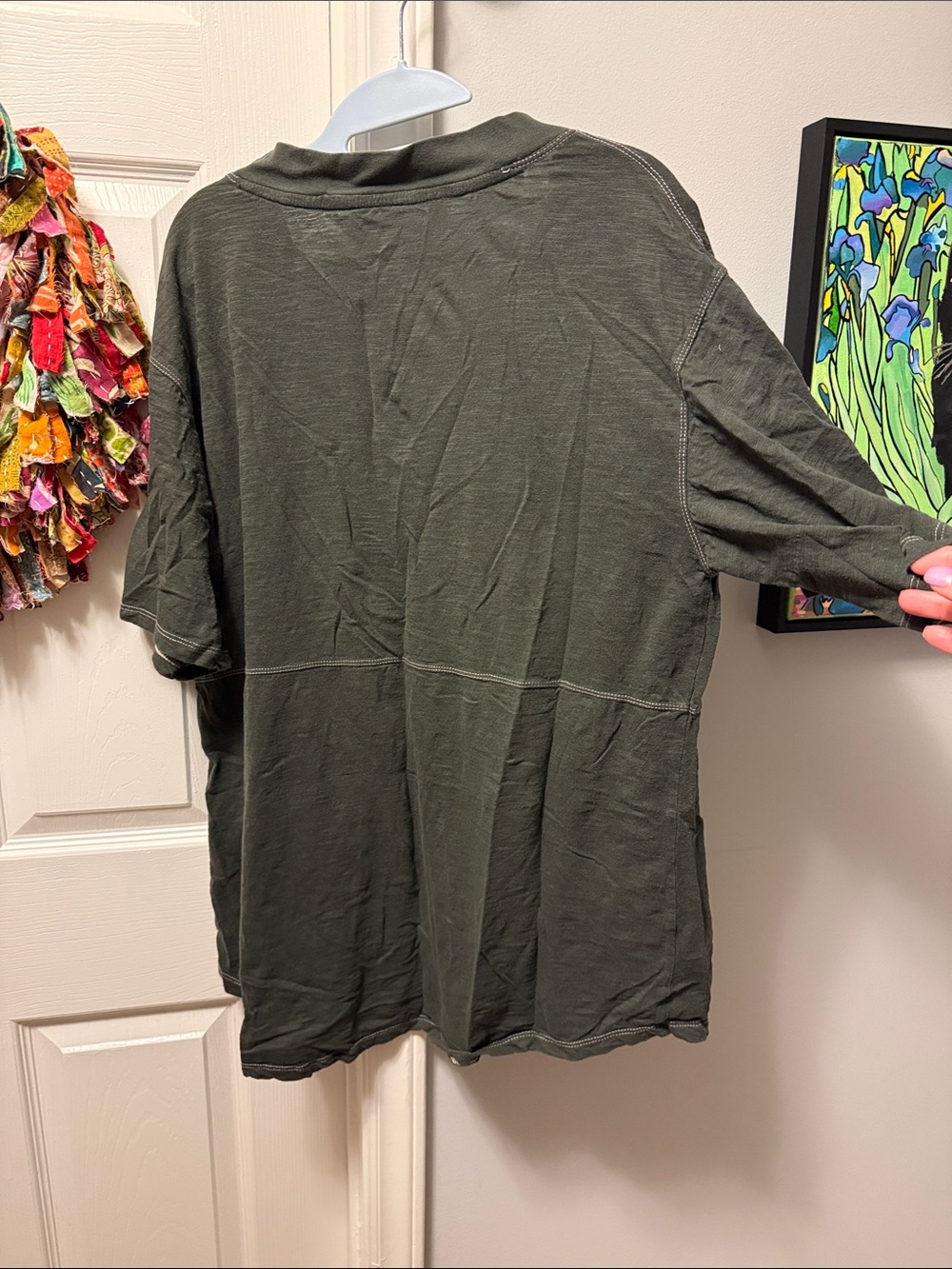 NATURAL LIFE Olive V-Neck Pocket Tunic Top - Picture 4 of 4